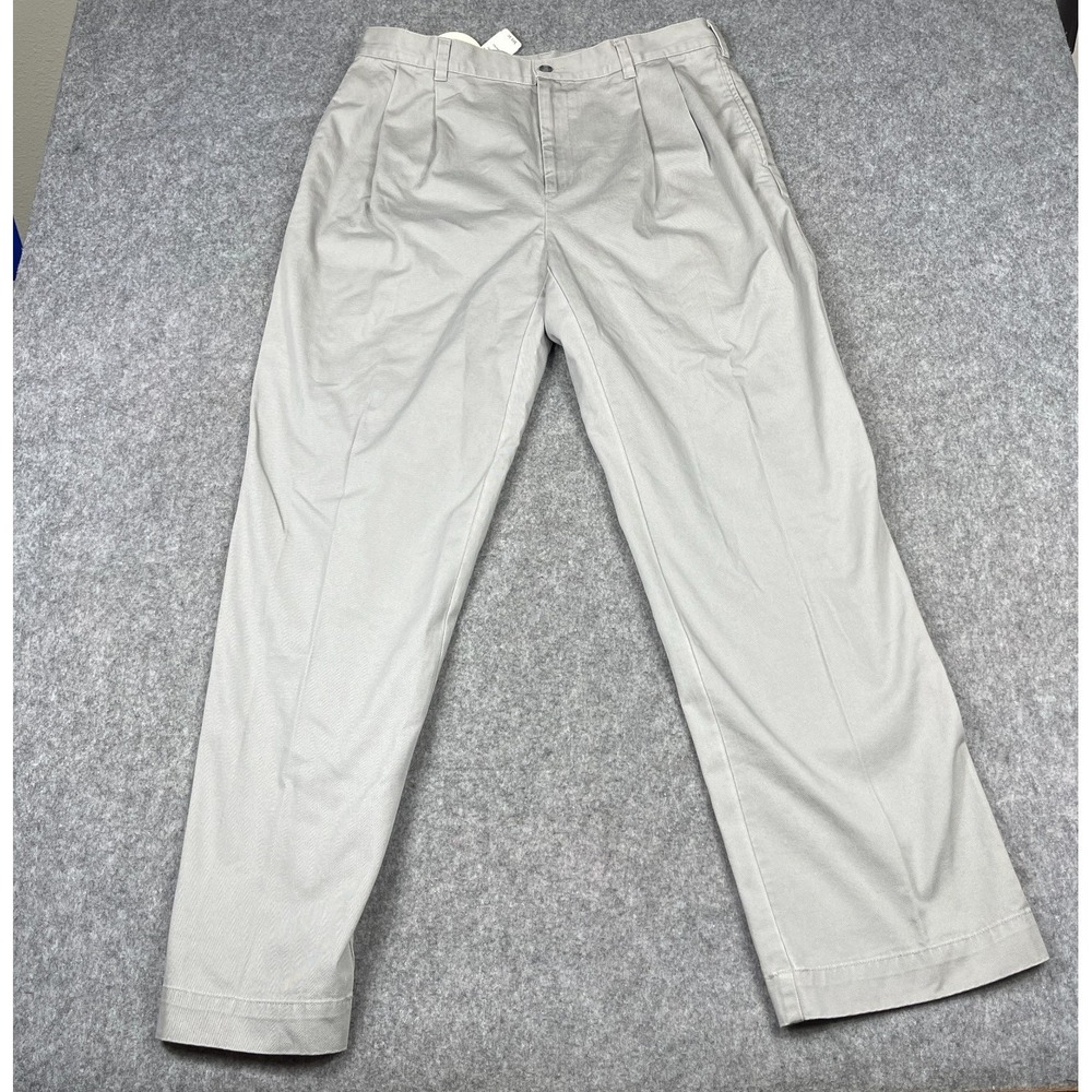 NOS Jos A. Bank VIP Take It Easy Pants 36x32 Gray‎ Pleated Chino NEW